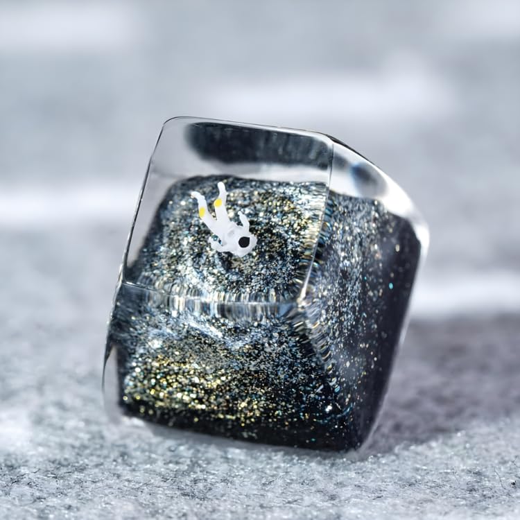 Gold Galaxy Astronaut Artisan Keycap R1 SA Profile Custom Astronauts Keycaps 1U ESC Space Explorer Handmade Gaming Resin K...