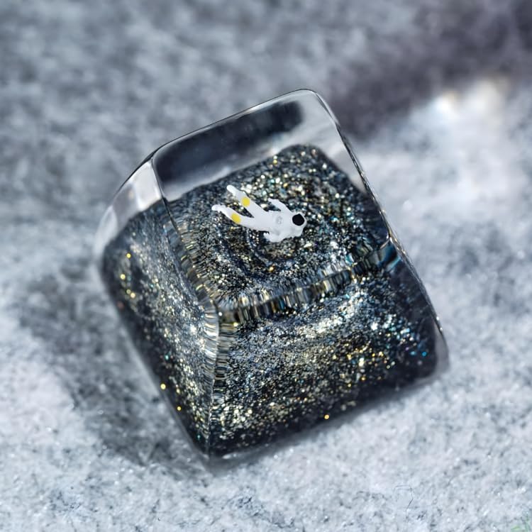 Gold Galaxy Astronaut Artisan Keycap R1 SA Profile Custom Astronauts Keycaps 1U ESC Space Explorer Handmade Gaming Resin K...