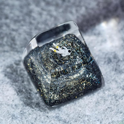 Gold Galaxy Astronaut Artisan Keycap R1 SA Profile Custom Astronauts Keycaps 1U ESC Space Explorer Handmade Gaming Resin K...