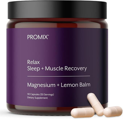 Promix Nutrition Relax | Sleep + Muscle Recovery | Magnesium Bisglycinate Chelate + Organic Lemon Balm Extract - 90 Count ...