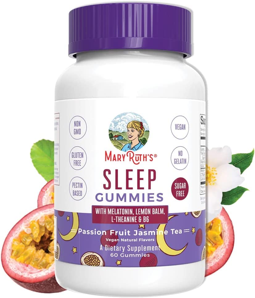 MaryRuth Organics Melatonin 5mg Sleep Gummy with L-Theanine | Lemon Balm | Vitamin B6 | Sugar-Free | Relaxation | Vegan | ...