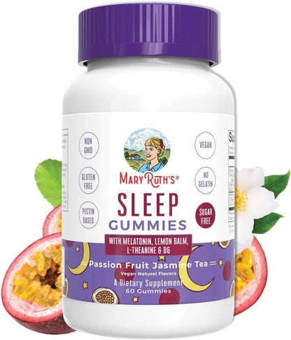 MaryRuth Organics Melatonin 5mg Sleep Gummy with L-Theanine | Lemon Balm | Vitamin B6 | Sugar-Free | Relaxation | Vegan | ...