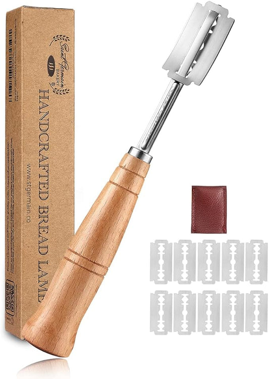 "SAINT GERMAIN Premium Hand Crafted Bread Lame for Dough Scoring Knife, Lame Bread Tool for Sourdough Bread Slashing with ...