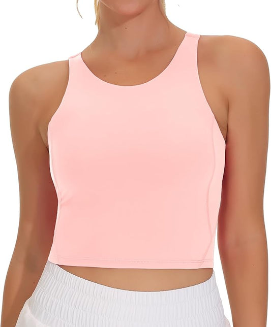THE GYM PEOPLE Women's Sports Bra Sleeveless Workout Tank Tops Running Yoga Cropped Tops with Removable Padded