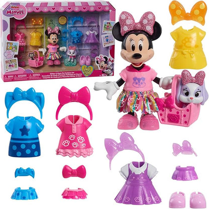 Disney Junior Minnie Mouse Glitter and Glam Pet Fashion Set, 23-piece Doll and Accessories, Kids Toys for Ages 3 Up by Jus...