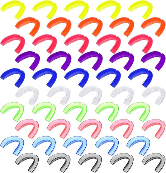 Kathfly 50 Pcs Football Mouth Guards Bulk Sports Mouth Pieces Protection Silicone Athletic Braces Football Accessories Tee...