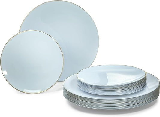 " OCCASIONS " 50 Plates Pack (25 Guests)-Wedding Party Disposable Plastic Plate Set -25 x 10.25'' Dinner + 25 x 7.5'' Sala...