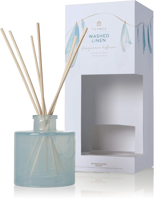 Thymes Petite Reed Diffuser Set – Includes Rattan Wood Sticks, Fragrance Oil, & Glass Bottle – Home Fragrance Oil Diffuser...