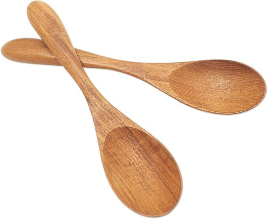 NOVICA Artisan Handmade Teak Wood Salad Spoons from Bali Pair Brown Indonesia Tableware Kitchen Accessories Serving Utensi...