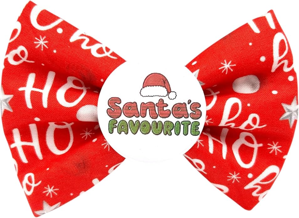 Badge Bow Santa’s Favourite, Dog Gifts for Christmas, Presents for pets, Dog Christmas Outfit, Pet Fashion
