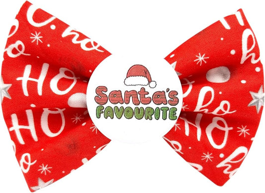 Badge Bow Santa’s Favourite, Dog Gifts for Christmas, Presents for pets, Dog Christmas Outfit, Pet Fashion