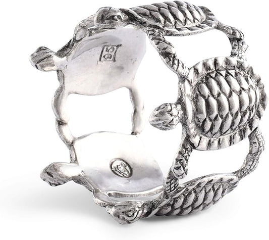 Vagabond House Sea Turtle Napkin Rings Ocean Tableware (Sold as Single Ring) Artisan Crafted Designer Ring 2.25 inch Diameter