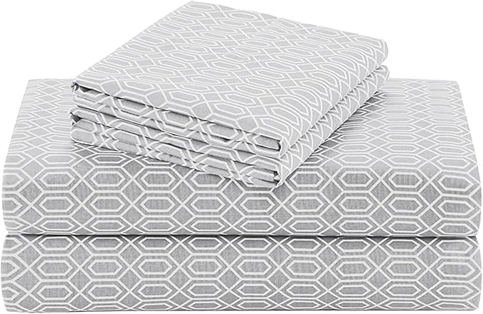 Comfort Spaces 100% Cotton Sheet Set Breathable, Lightweight, Soft with 14" Elastic Pocket Fits up to 16" Mattress, All Se...