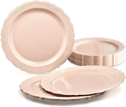 " OCCASIONS " 40 Plates Pack, Disposable Vintage Wedding Party Plastic Plates (7.5'' Appetizer/Dessert Plate, Verona in Bl...