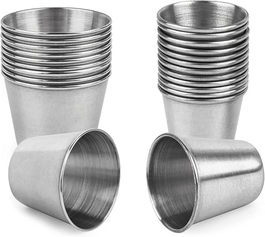 AUEAR, 20 Pack 1 and 1.5 Ounce Stainless Steel Shot Cups Metal Glasses Drinking Vessel Tumbler Barware for Home Bar Party ...