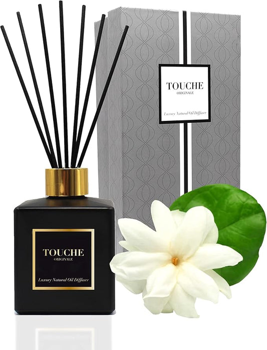 Touche Luxury Natural Reed Diffuser. Long Lasting Scented Home Fragrance. Natural Essential Oil Alcohol-Free. 4.75 OZ. Gla...