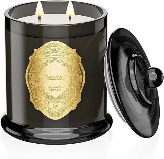 M&SENSE Santal Candles for Home Scented, 2 Wick 12.7oz Soy Wax Candles Non Toxic,70 Hours Long Burning,Christmas Candles G...