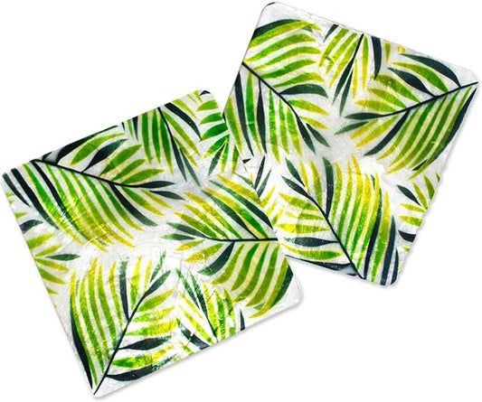 NOVICA Artisan Handmade Capiz Shell Coasters Palm Leaf from The Philippines Tableware Barware Garden Party Tree [4in L x 4...