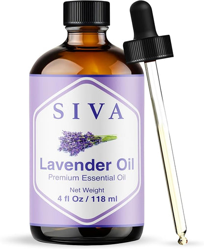 Siva Lavender Essential Oil - 4 Fl Oz – 100% Natural Lavender Oil - for Diffuser, Face, Skin Care, Aromatherapy, Hair Car...