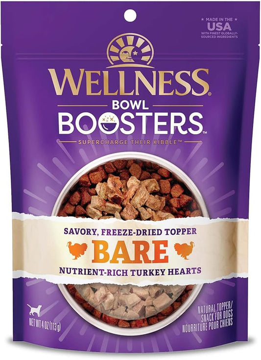 Wellness Bowl Boosters Bare, Dog Food Topper for Small, Medium, & Large Breeds, Grain Free, Natural, Freeze Dried, Turkey,...