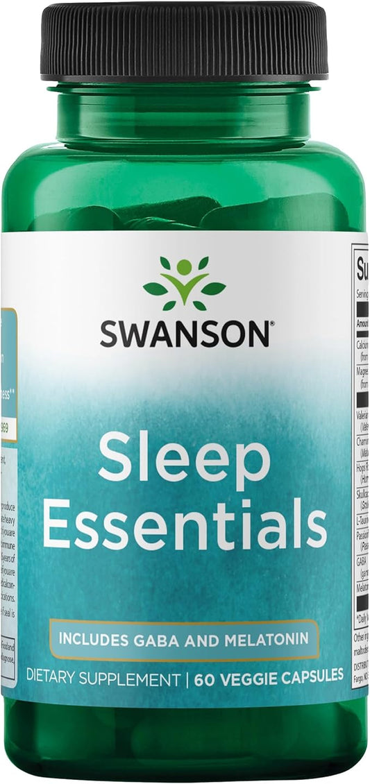 Swanson Sleep Essentials Includes GABA and Melatonin - 60 Veg Capsules