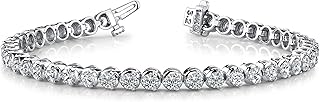 Houston Diamond District 3 to 30 Carat Classic LAB GROWN Diamond Tennis Bracelet 3 Prong Luxury Collection (D-E Color, VS...