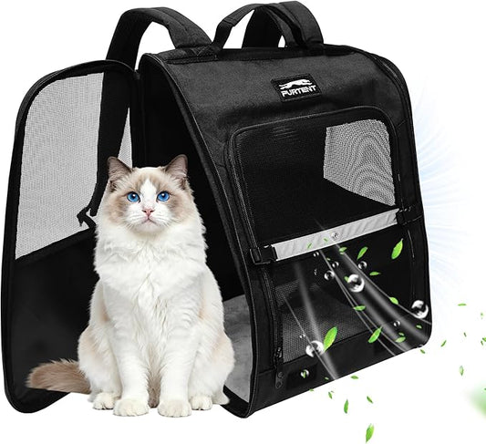 Cat Backpack Carrier for Large Cat Pet Backpack for Small Dog, Foldable Kitten Backpack Up to 13 Lbs, Doggy Backpack Cat B...