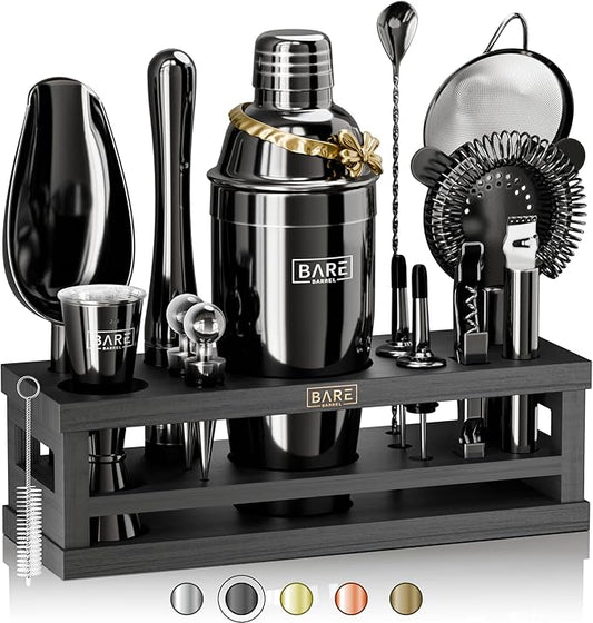 BARE BARREL® Mixology Bartender Kit Bar Set | 16-Piece Cocktail Shaker Set | Martini Barware Mixing Tools for Home Bartend...