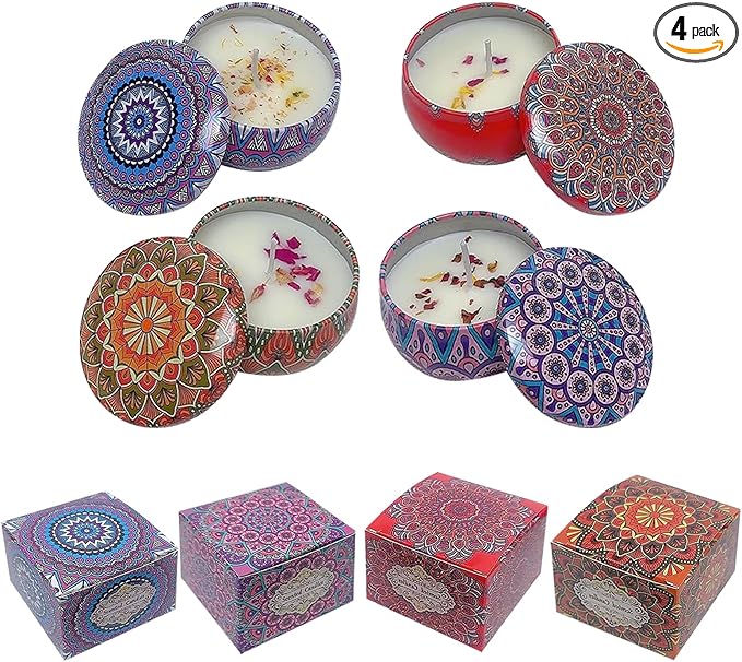 HYCSC Scented Candles Gift Set, 4 Pack Aromatherapy Candle for Home, Lavender Candle Birthday Gifts for Women, Long Lastin...