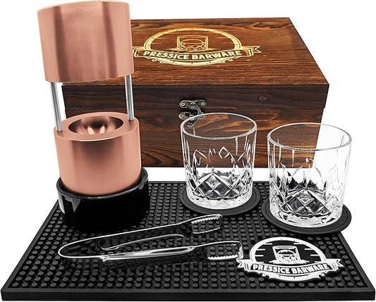 Pressice Barware Ice Press Kit – 2.3" Fast Sphere Maker – American Owned & Operated – Includes Ice Mold – Aircraft-Grade A...